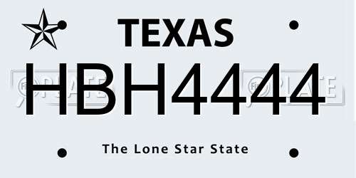 HBH4444 Texas License Plate