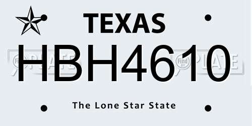 HBH4610 Texas License Plate