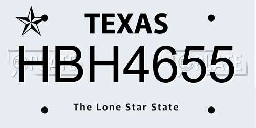 HBH4655 Texas License Plate