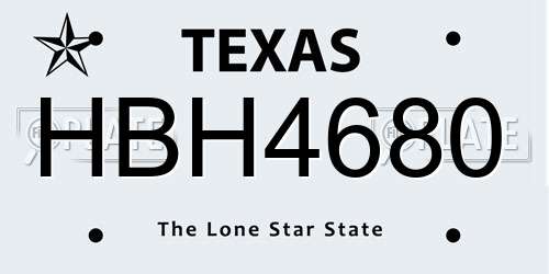 HBH4680 Texas License Plate