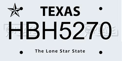 HBH5270 Texas License Plate