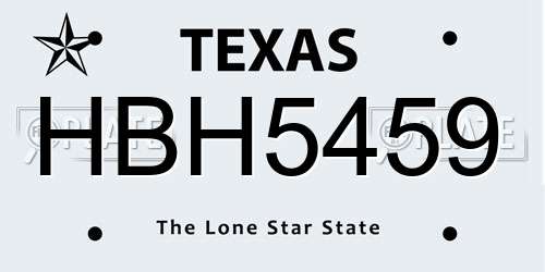 HBH5459 Texas License Plate