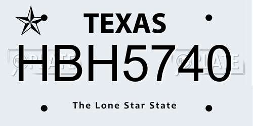 HBH5740 Texas License Plate