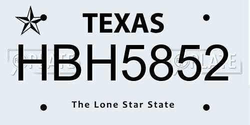 HBH5852 Texas License Plate