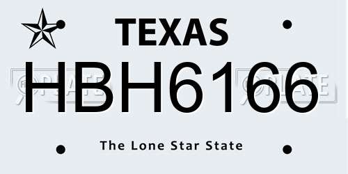 HBH6166 Texas License Plate