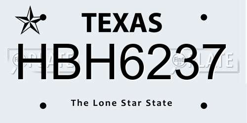 HBH6237 Texas License Plate