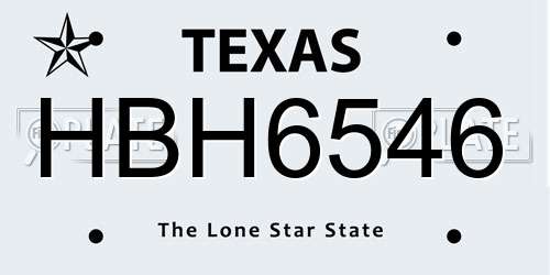 HBH6546 Texas License Plate