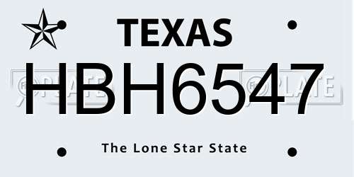 HBH6547 Texas License Plate