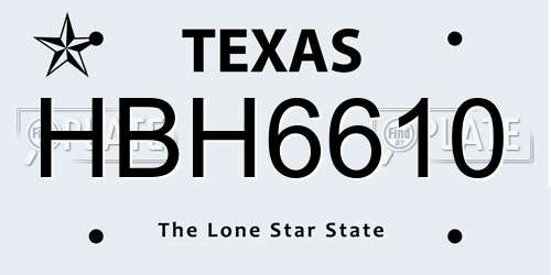 HBH6610 Texas License Plate