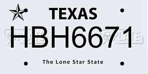 HBH6671 Texas License Plate