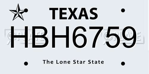HBH6759 Texas License Plate