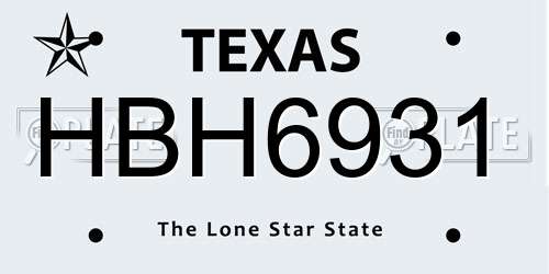 HBH6931 Texas License Plate
