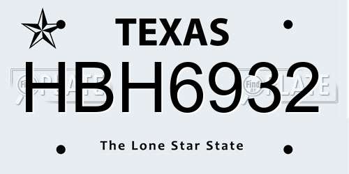 HBH6932 Texas License Plate