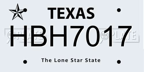 HBH7017 Texas License Plate