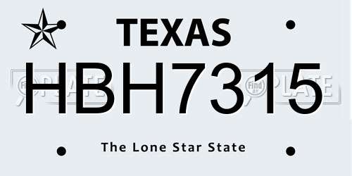 HBH7315 Texas License Plate