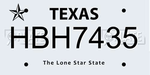 HBH7435 Texas License Plate
