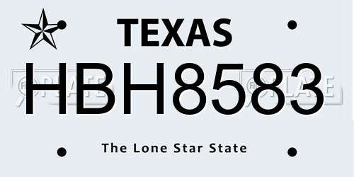 HBH8583 Texas License Plate