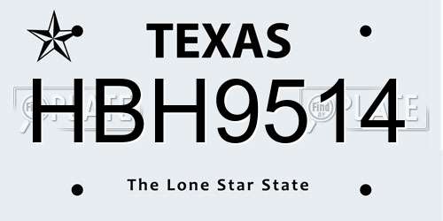 HBH9514 Texas License Plate