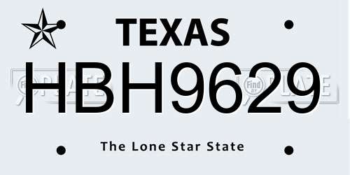 HBH9629 Texas License Plate