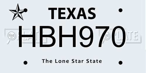 HBH970 Texas License Plate