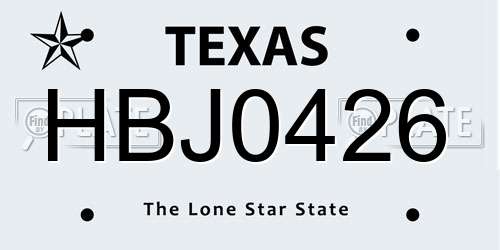 HBJ0426 Texas License Plate