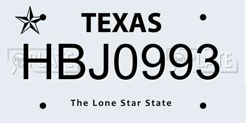 HBJ0993 Texas License Plate