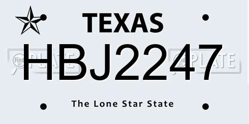 HBJ2247 Texas License Plate