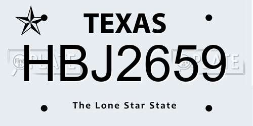 HBJ2659 Texas License Plate