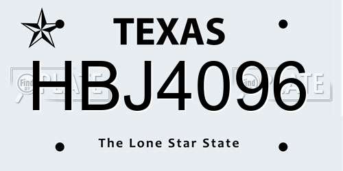 HBJ4096 Texas License Plate