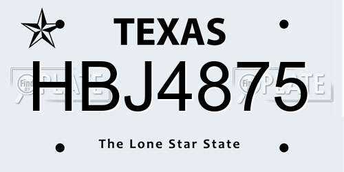 HBJ4875 Texas License Plate
