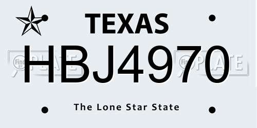 HBJ4970 Texas License Plate