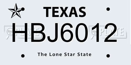 HBJ6012 Texas License Plate
