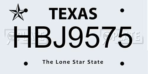 HBJ9575 Texas License Plate