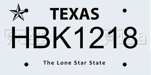 HBK1218 Texas License Plate