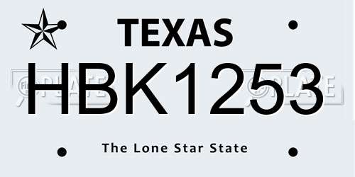 HBK1253 Texas License Plate