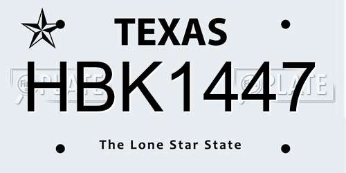 HBK1447 Texas License Plate
