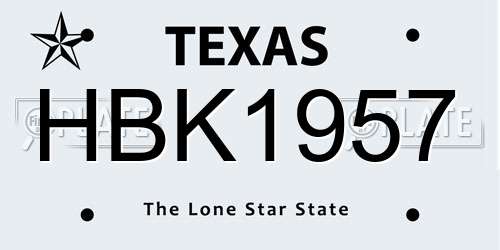 HBK1957 Texas License Plate