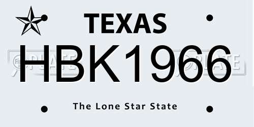 HBK1966 Texas License Plate
