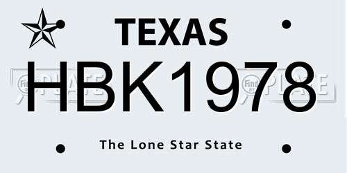 HBK1978 Texas License Plate