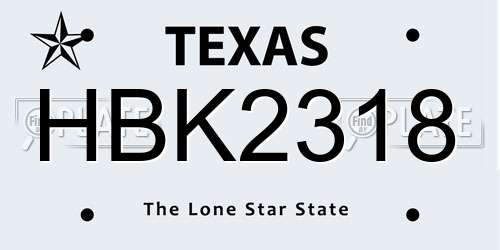 HBK2318 Texas License Plate