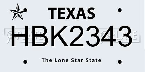 HBK2343 Texas License Plate