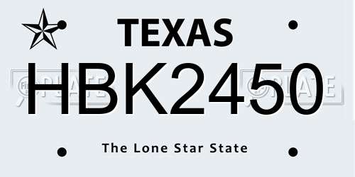 HBK2450 Texas License Plate