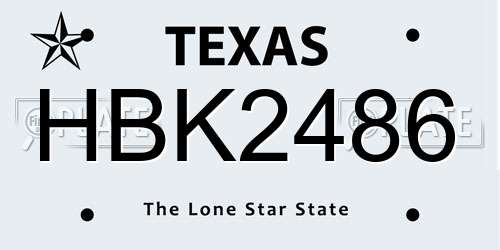 HBK2486 Texas License Plate