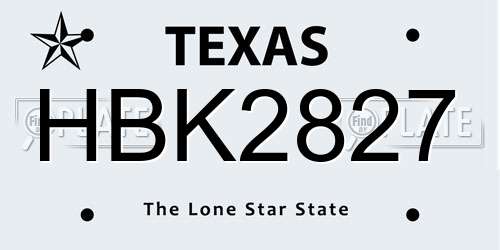 HBK2827 Texas License Plate