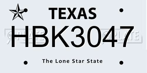 HBK3047 Texas License Plate