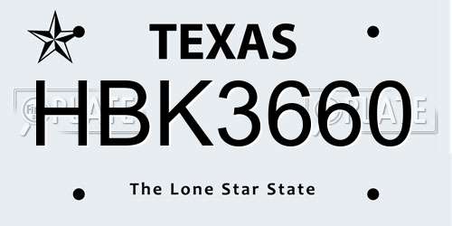 HBK3660 Texas License Plate