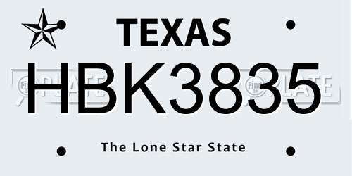 HBK3835 Texas License Plate