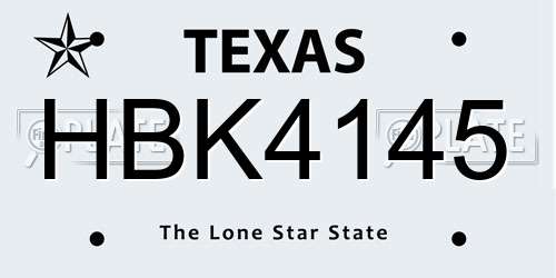 HBK4145 Texas License Plate