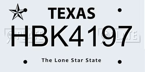 HBK4197 Texas License Plate
