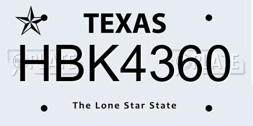 HBK4360 Texas License Plate
